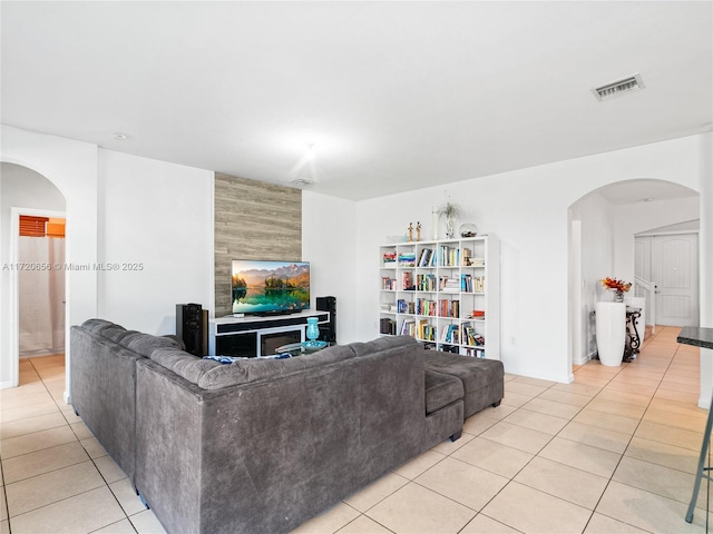 view of tiled living room