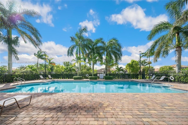 view of pool featuring a patio