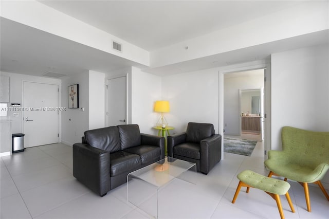 view of tiled living room