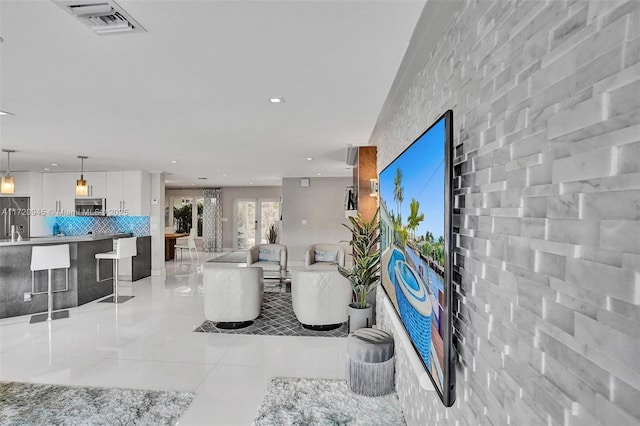 view of tiled living room