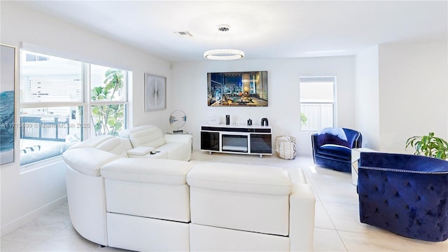 view of tiled living room