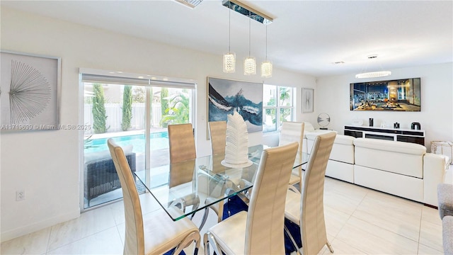 view of tiled dining area