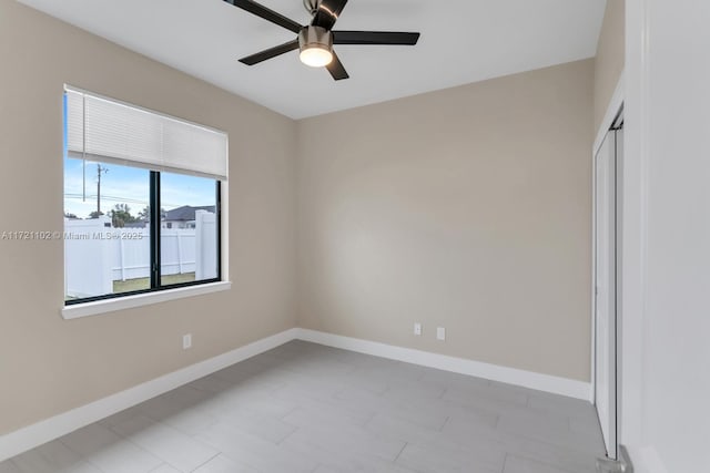 unfurnished bedroom with ceiling fan