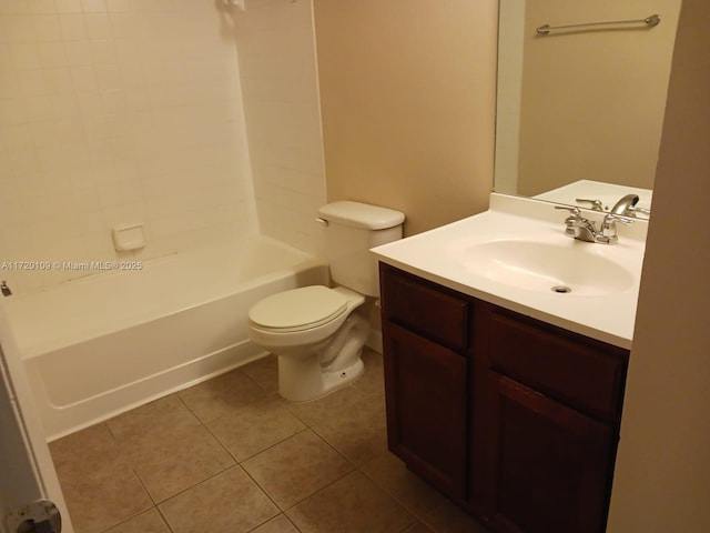 full bathroom featuring tile patterned floors, vanity, toilet, and tub / shower combination