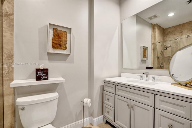 2877 NE 29th St, Fort Lauderdale, FL 33306 - full bathroom with toilet, vanity, walk in shower, baseboards, and visible vents