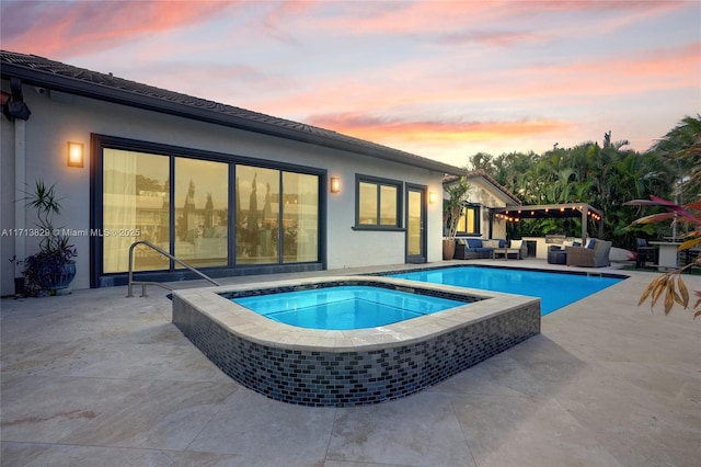 2877 NE 29th St, Fort Lauderdale, FL 33306 - view of pool featuring an in ground hot tub, an outdoor living space, and a patio