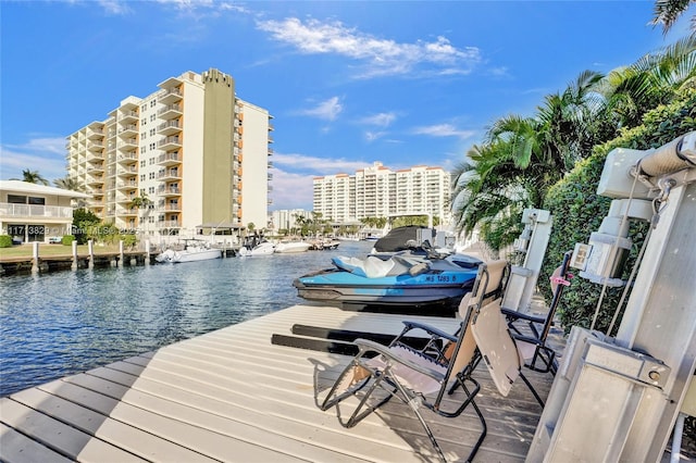 view of dock featuring a water view