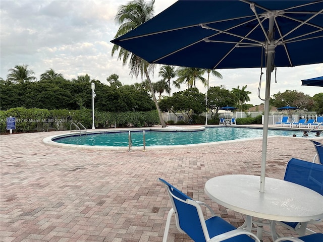 view of swimming pool featuring a patio