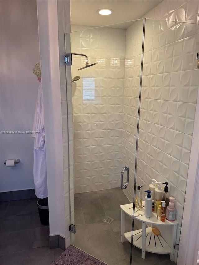 bathroom featuring walk in shower