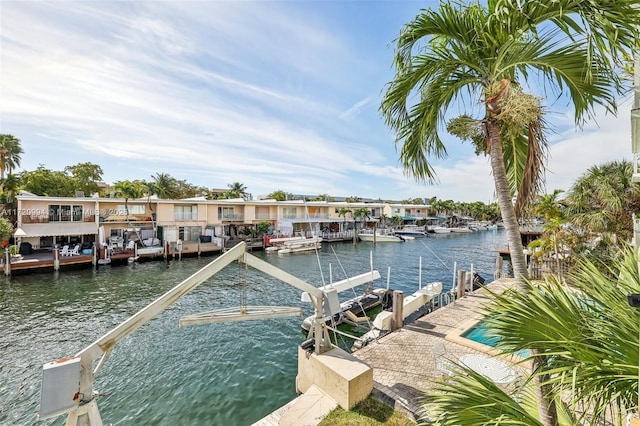 view of dock featuring a water view