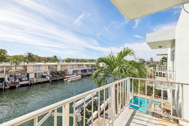 balcony with a water view