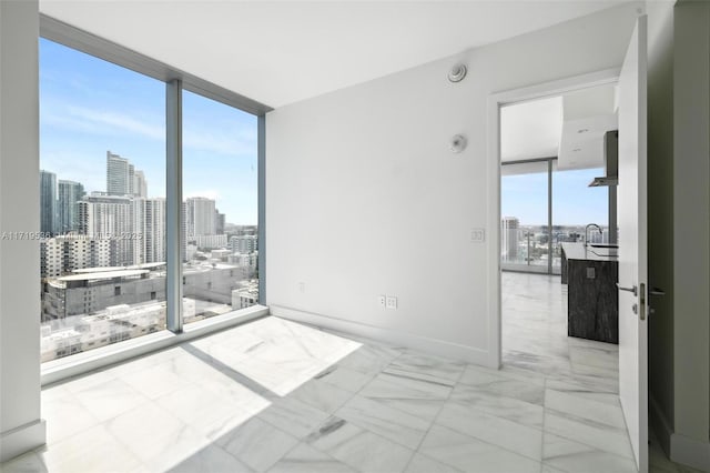 spare room with floor to ceiling windows and a wealth of natural light