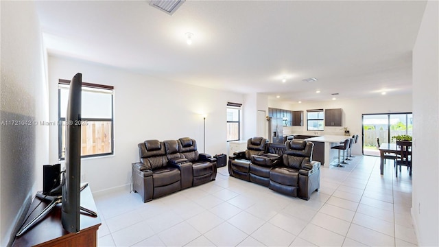 view of tiled living room