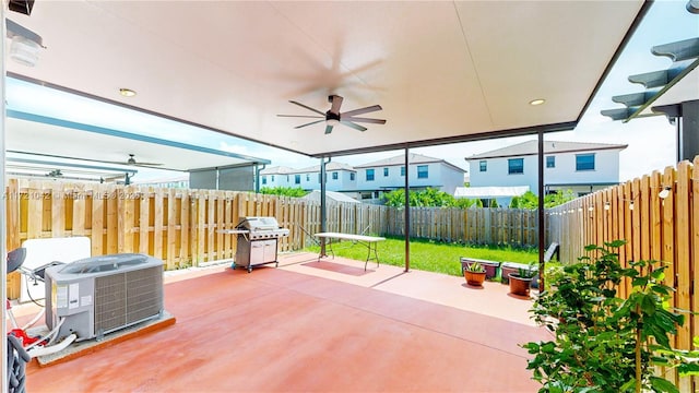 view of patio / terrace featuring a grill and central AC