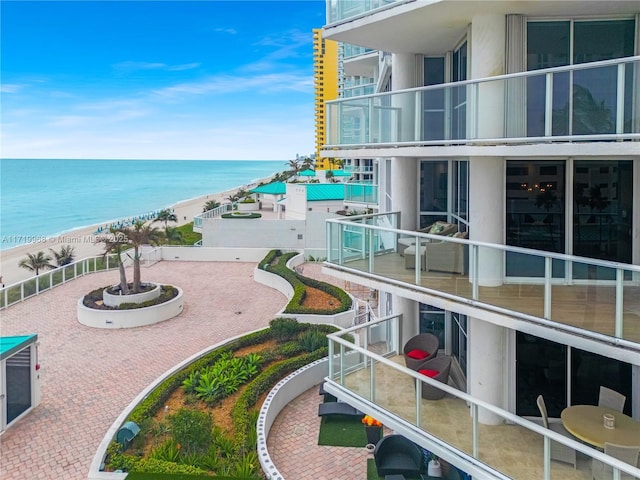 property view of water with a beach view