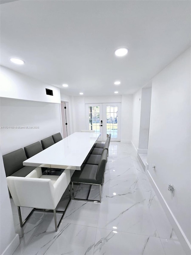 dining space with french doors