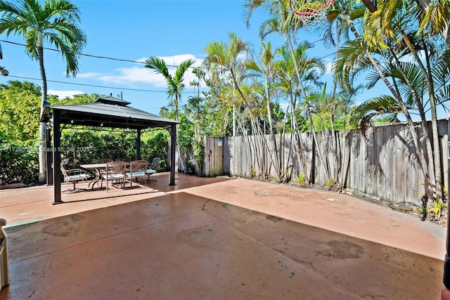 view of patio / terrace featuring a gazebo