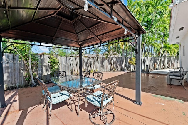 view of patio / terrace featuring a gazebo