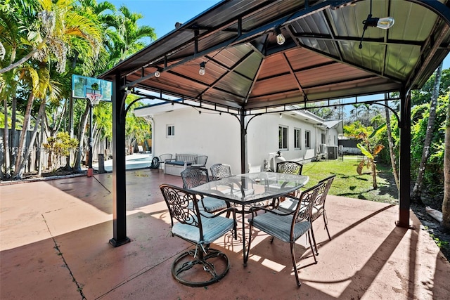 view of patio / terrace with a gazebo and an outdoor living space