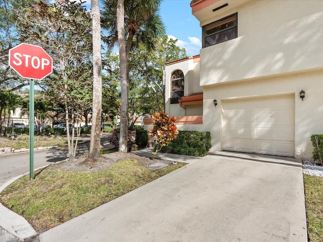 exterior space featuring a garage