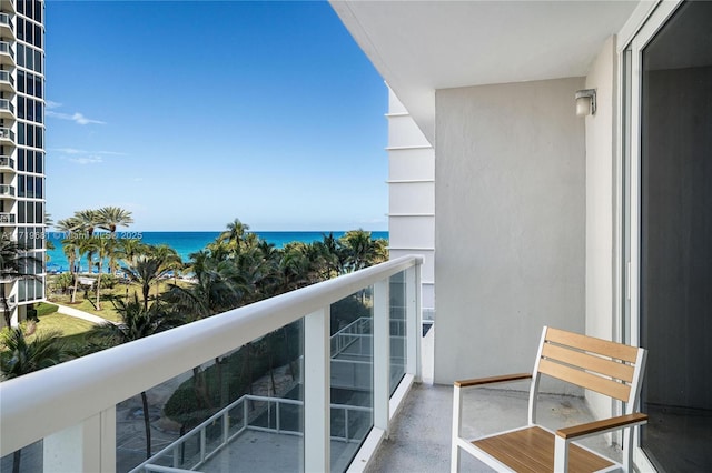 balcony with a water view