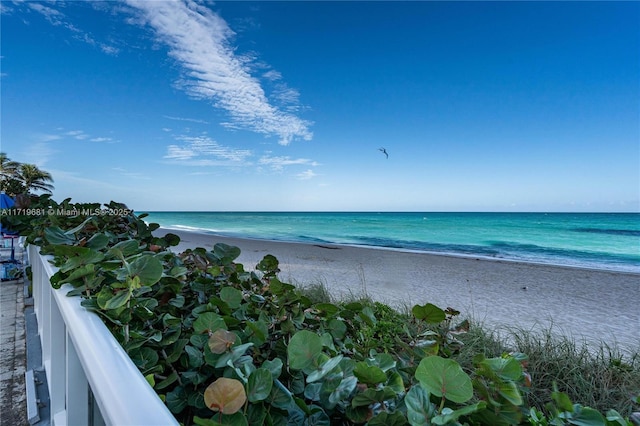 property view of water with a beach view