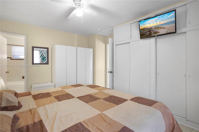 bedroom featuring ceiling fan