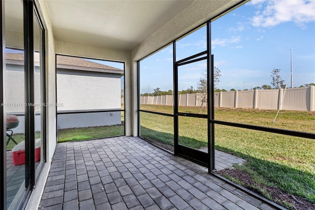 view of unfurnished sunroom