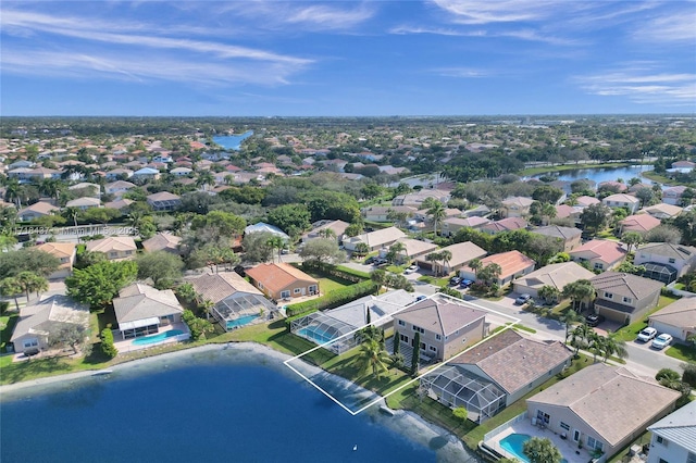 bird's eye view featuring a water view