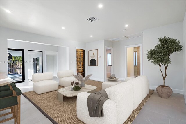 view of tiled living room