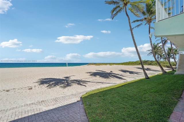 property view of water with a beach view