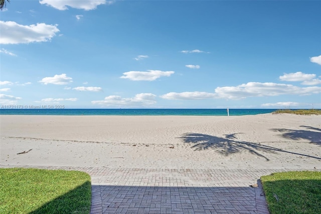 property view of water with a beach view