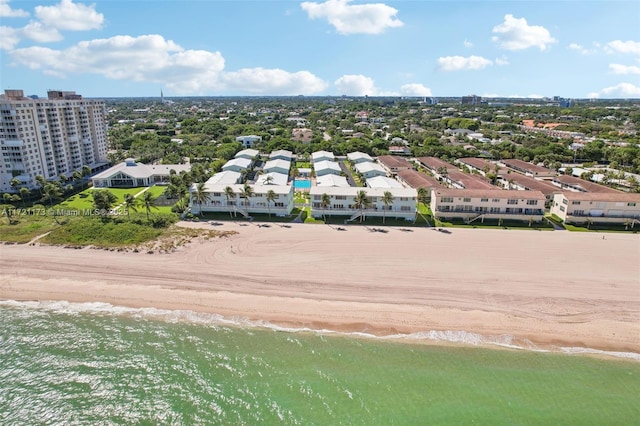 aerial view with a beach view and a water view