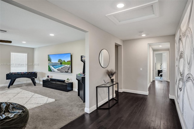 hall featuring dark hardwood / wood-style floors