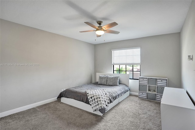 bedroom with carpet and ceiling fan