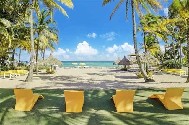 view of home's community with a view of the beach and a water view