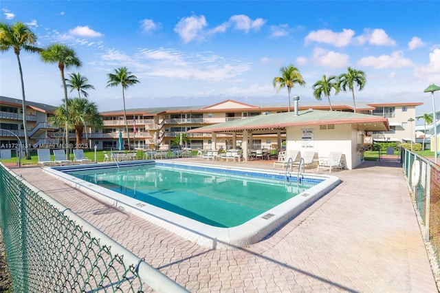 view of pool featuring a patio