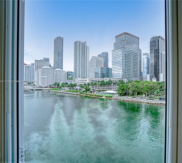 property view of water featuring a city view