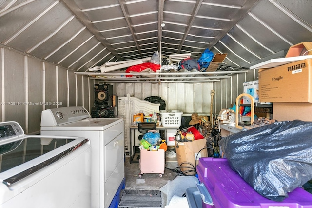 interior space featuring washer and dryer