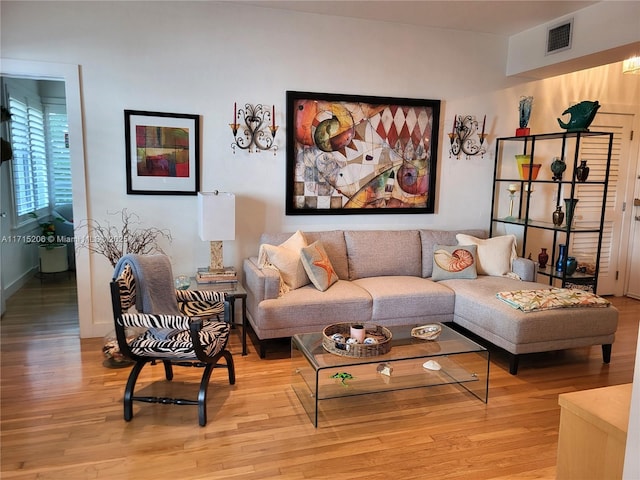 living room featuring light hardwood / wood-style floors