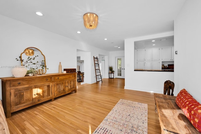 living room featuring light wood-type flooring