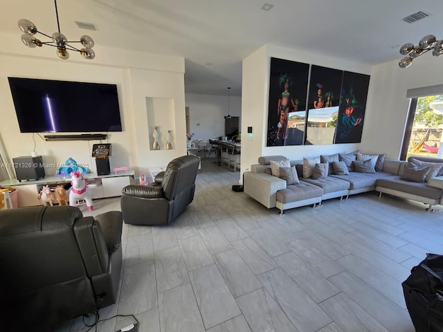 living room featuring ceiling fan