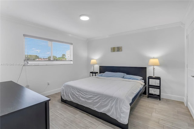 bedroom featuring crown molding