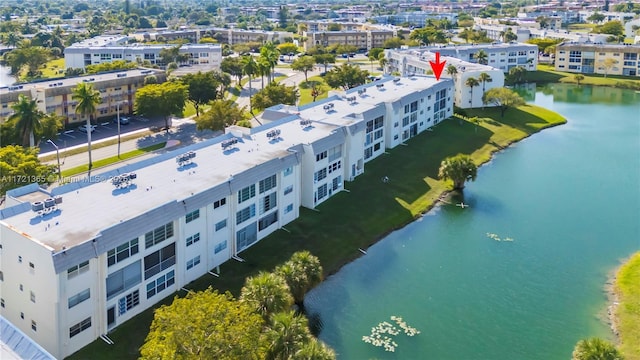 bird's eye view featuring a water view