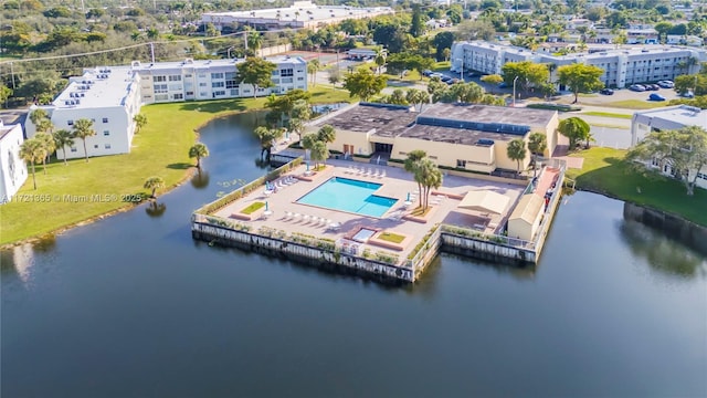 bird's eye view featuring a water view