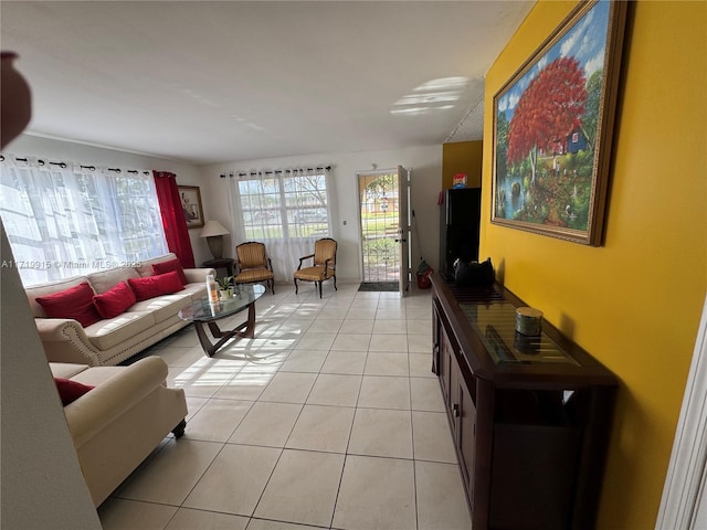 view of tiled living room