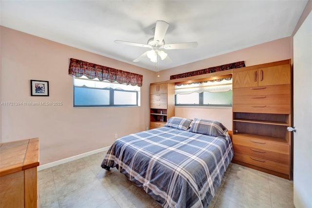 bedroom featuring ceiling fan