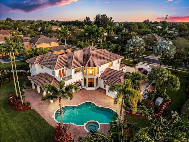 14403 S Jockey Cir S, Davie, FL 33330 - view of swimming pool featuring a patio area, a pool with connected hot tub, and a fenced backyard