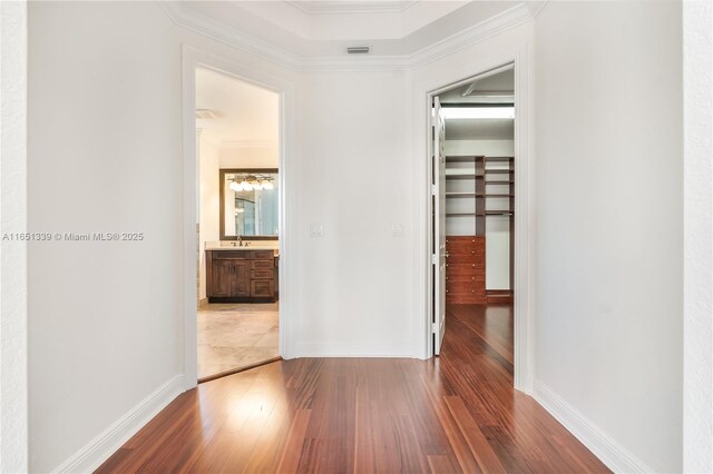 14403 S Jockey Cir S, Davie, FL 33330 - hall with wood finished floors and crown molding