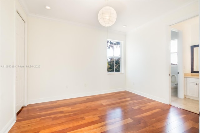 14403 S Jockey Cir S, Davie, FL 33330 - unfurnished room featuring light wood-type flooring, crown molding, and recessed lighting